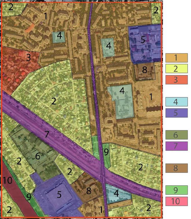 Дешифрирование по снимку функциональных зон города