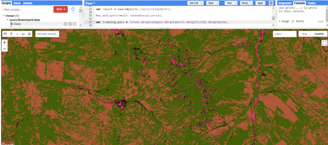 Классификация с обучением в Google Earth Engine