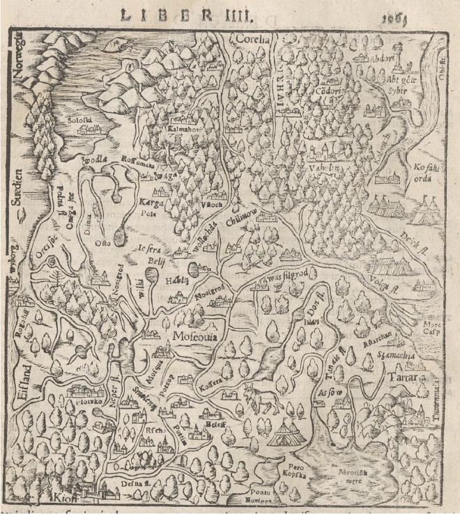 Карта Московии // С. Мюнстер. Космография. [Базель, 1607] 