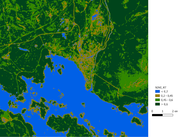 Индексное изображение NDVI